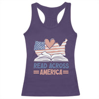 Funny National Reading Month Books Readers Racerback Tank Top Reading Across America Teacher American Flag
