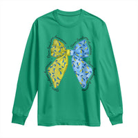 Down Syndrome Awareness Coquette Bow Ribbon Long Sleeve Shirt
