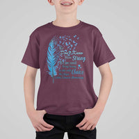Colon Cancer Awareness T Shirt For Kid We Don't Know How Strong We Are Until Being Strong Feathers