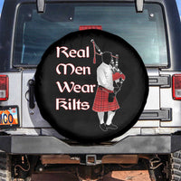 Funny Scottish Pride Spare Tire Cover Real Men Wear Kits Tartan Bagpipe