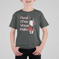 Funny Scottish Pride T Shirt For Kid Real Men Wear Kits Tartan Bagpipe