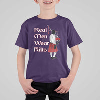 Funny Scottish Pride T Shirt For Kid Real Men Wear Kits Tartan Bagpipe