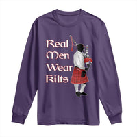 Funny Scottish Pride Long Sleeve Shirt Real Men Wear Kits Tartan Bagpipe