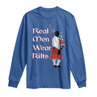 Funny Scottish Pride Long Sleeve Shirt Real Men Wear Kits Tartan Bagpipe
