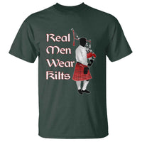 Funny Scottish Pride T Shirt Real Men Wear Kits Tartan Bagpipe