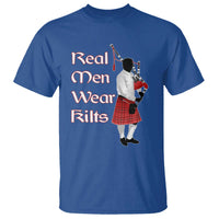 Funny Scottish Pride T Shirt Real Men Wear Kits Tartan Bagpipe