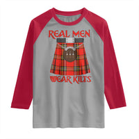 Funny Real Men Wear Kilts Raglan Shirt Scottish Pride