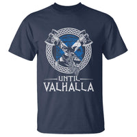 Funny Scottish Viking T Shirt Until Valhalla Vintage Scottish Flag Skull