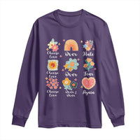Choose Love Over Hate Fear Over And Over Again Long Sleeve Shirt Floral Inspirational Peace - Wonder Print Shop