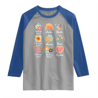Choose Love Over Hate Fear Over And Over Again Raglan Shirt Floral Inspirational Peace - Wonder Print Shop