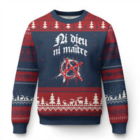 Ni Dieu Ni Maitre No God No Masters Ugly Christmas Sweater Anarchy Symbol - Wonder Print Shop