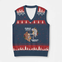 Public Health Over Corporate Wealth V-Neck Knit Sweater Vest Social Justice Tiger - Wonder Print Shop