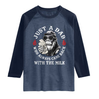 Just A Dad Who Always Came Back With The Milk Funny Bigfoot Father's Day Raglan Shirt