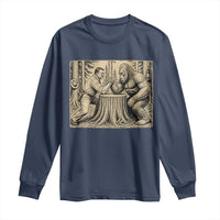 Theodore Roosevelt and Bigfoot Arm Wrestling Retro Long Sleeve Shirt