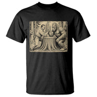 Theodore Roosevelt and Bigfoot Arm Wrestling Retro T Shirt