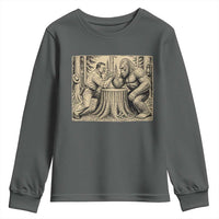 Theodore Roosevelt and Bigfoot Arm Wrestling Retro Youth Sweatshirt