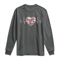 AAPI Heritage Month Heartbeat Heart Asian American and Pacific Islander Countries Flag Long Sleeve Shirt