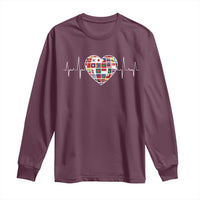 AAPI Heritage Month Heartbeat Heart Asian American and Pacific Islander Countries Flag Long Sleeve Shirt