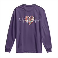 AAPI Heritage Month Heartbeat Heart Asian American and Pacific Islander Countries Flag Long Sleeve Shirt
