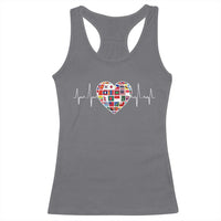 AAPI Heritage Month Heartbeat Heart Asian American and Pacific Islander Countries Flag Racerback Tank Top