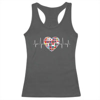 AAPI Heritage Month Heartbeat Heart Asian American and Pacific Islander Countries Flag Racerback Tank Top