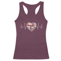 AAPI Heritage Month Heartbeat Heart Asian American and Pacific Islander Countries Flag Racerback Tank Top