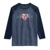 AAPI Heritage Month Heartbeat Heart Asian American and Pacific Islander Countries Flag Raglan Shirt