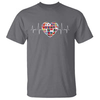 AAPI Heritage Month Heartbeat Heart Asian American and Pacific Islander Countries Flag T Shirt