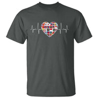 AAPI Heritage Month Heartbeat Heart Asian American and Pacific Islander Countries Flag T Shirt