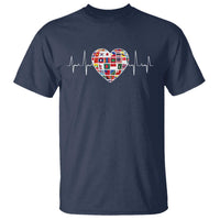 AAPI Heritage Month Heartbeat Heart Asian American and Pacific Islander Countries Flag T Shirt