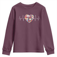 AAPI Heritage Month Heartbeat Heart Asian American and Pacific Islander Countries Flag Youth Sweatshirt