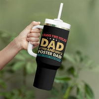 Funny I Have Two Titles Dad And Foster Dad And I Rock Them Both Tumbler With Handle Retro Foster Dad Fathers Day - Wonder Print Shop