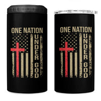 Funny One Nation Under God 4 in 1 Can Cooler Tumbler 4th Of July Patriotic Christian American Flag - Wonder Print Shop