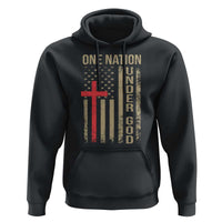 Funny One Nation Under God Hoodie 4th Of July Patriotic Christian American Flag - Wonder Print Shop