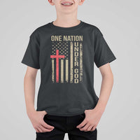 Funny One Nation Under God T Shirt For Kid 4th Of July Patriotic Christian American Flag - Wonder Print Shop