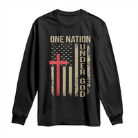 Funny One Nation Under God Long Sleeve Shirt 4th Of July Patriotic Christian American Flag - Wonder Print Shop