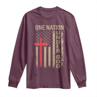 Funny One Nation Under God Long Sleeve Shirt 4th Of July Patriotic Christian American Flag - Wonder Print Shop