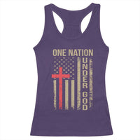 Funny One Nation Under God Racerback Tank Top 4th Of July Patriotic Christian American Flag - Wonder Print Shop