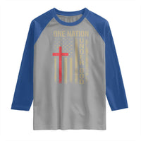 Funny One Nation Under God Raglan Shirt 4th Of July Patriotic Christian American Flag - Wonder Print Shop
