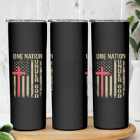 Funny One Nation Under God Skinny Tumbler 4th Of July Patriotic Christian American Flag - Wonder Print Shop
