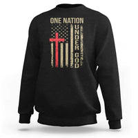 Funny One Nation Under God Sweatshirt 4th Of July Patriotic Christian American Flag - Wonder Print Shop
