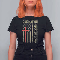 Funny One Nation Under God T Shirt For Women 4th Of July Patriotic Christian American Flag - Wonder Print Shop
