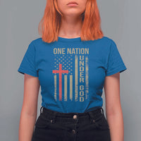 Funny One Nation Under God T Shirt For Women 4th Of July Patriotic Christian American Flag - Wonder Print Shop