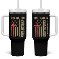 Funny One Nation Under God Tumbler With Handle 4th Of July Patriotic Christian American Flag - Wonder Print Shop
