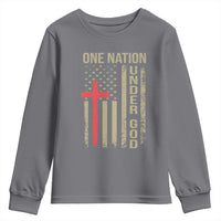 Funny One Nation Under God Youth Sweatshirt 4th Of July Patriotic Christian American Flag - Wonder Print Shop