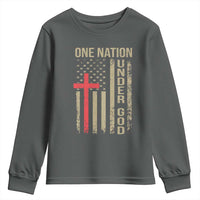 Funny One Nation Under God Youth Sweatshirt 4th Of July Patriotic Christian American Flag - Wonder Print Shop