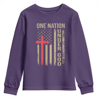 Funny One Nation Under God Youth Sweatshirt 4th Of July Patriotic Christian American Flag - Wonder Print Shop