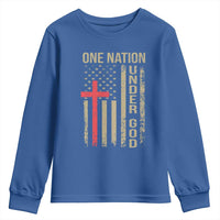 Funny One Nation Under God Youth Sweatshirt 4th Of July Patriotic Christian American Flag - Wonder Print Shop