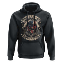 Funny One Badass Bonus Dad Hoodie Awesome Step Dad Fathers Day American Flag Skull