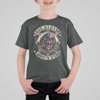 Funny One Badass Bonus Dad T Shirt For Kid Awesome Step Dad Fathers Day American Flag Skull